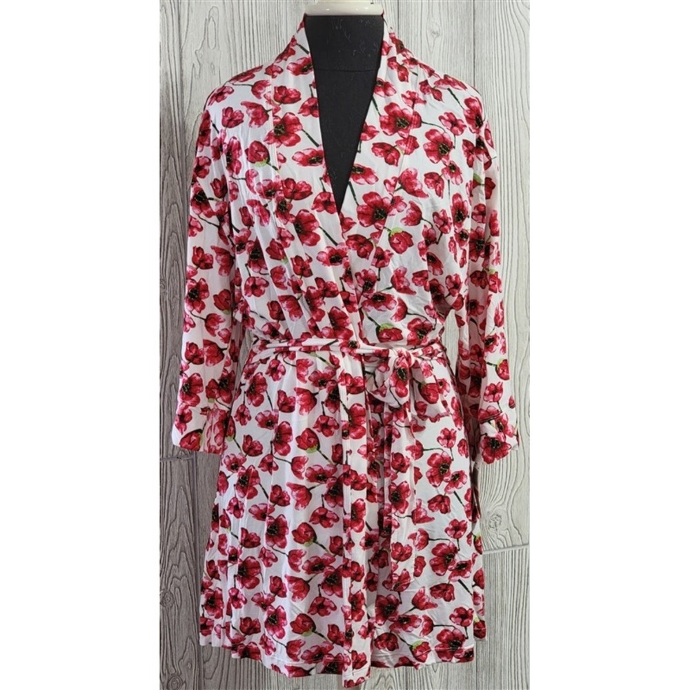 New Cassandra Intimates PS Cooling Modal Short Wrap Robe 999741 Poppies 85909